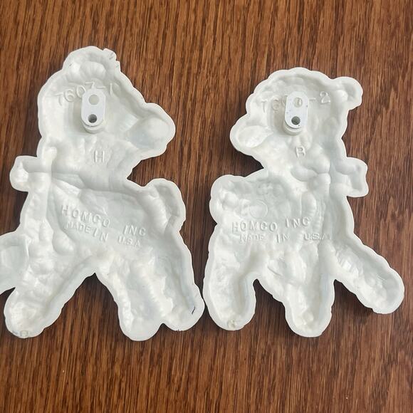 Vintage 2pc Set Homco Baby Lambs Pink & Blue Bows Nursery Wall Decor 4" - Picture 4 of 7